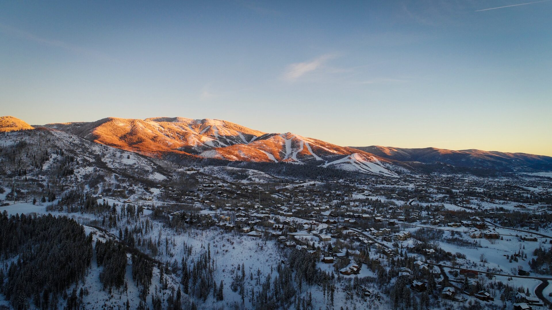 Photo of steamboat springs at sunset in colorado