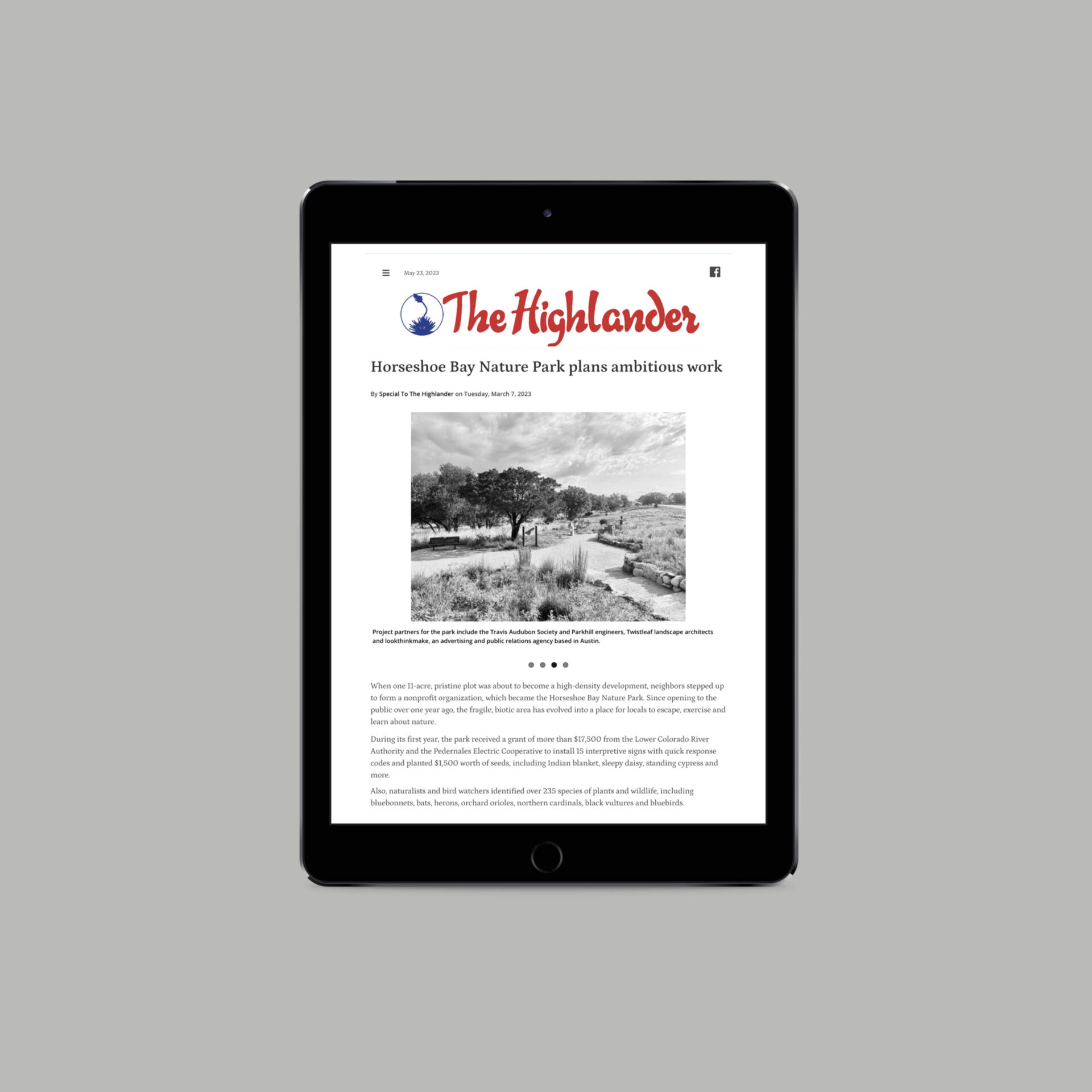 Horseshoe Bay PR mockup - tablet